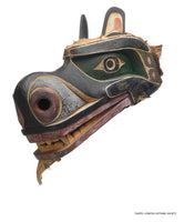 From the August-September 2025 issue of Canada's History - (against a white backdrop a colourful mask): This Nan (grizzly bear) mask was confiscated in 1922 and returned to 'Yalis in the 1970s or '80s. Photo: U'Mista Cultural Society